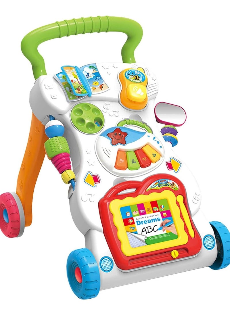 2 In 1 First Steps Baby Walkers Sounds Music and Lights Fun Push Along Walker