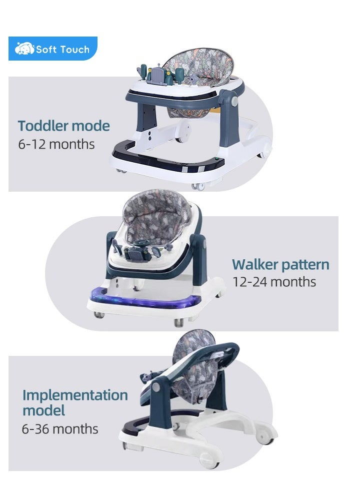 Baby Walker, Foldable Height Adjustable Baby Walker with Wheels, Infant Toddler Walker Anti-Fall Baby Walkers and Activity Center for Boys and Girls