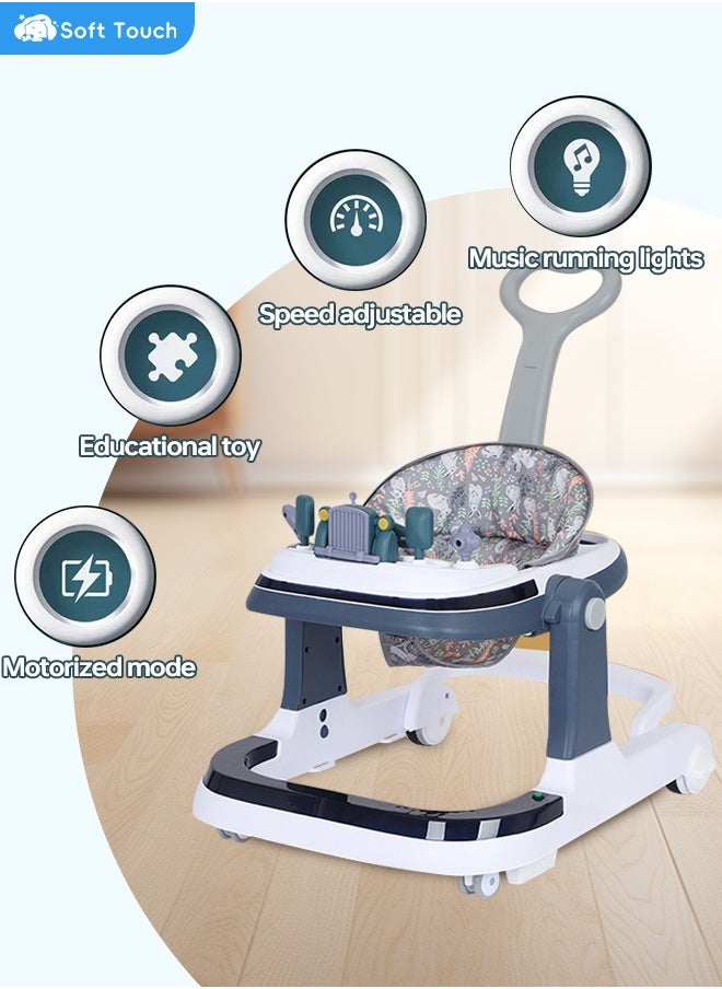 Baby Walker, Foldable Height Adjustable Baby Walker with Wheels, Infant Toddler Walker Anti-Fall Baby Walkers and Activity Center for Boys and Girls