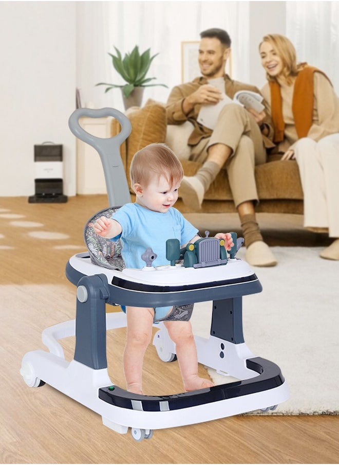 Baby Walker, Foldable Height Adjustable Baby Walker with Wheels, Infant Toddler Walker Anti-Fall Baby Walkers and Activity Center for Boys and Girls