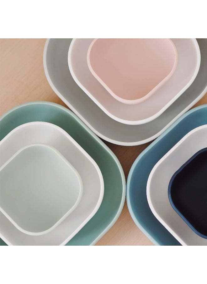Set Of 3 Silicone Stackable Bowls , Sage Green/Cotton/Misty Green