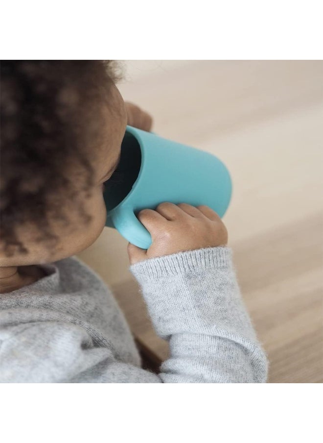 Baby Training Cup, Bottle/Cup Function, 100% Silicone, Large Handles, Easy To Hold, Ergonomic, Soft Spout, Blue