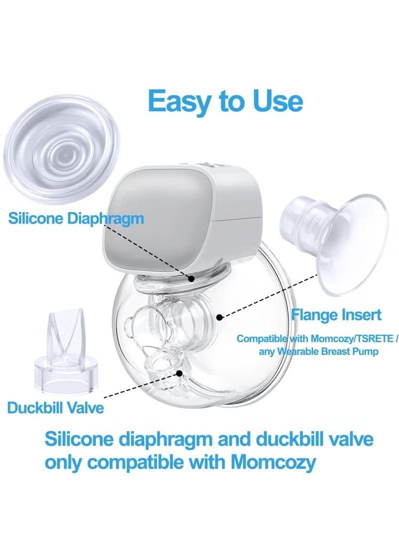 9 Pack Breast Milk Pump Inserts 13/15/17/19/21mm Compatible with Momcozy Wearable Breast Pump, for TSRETE/Spectra/Medela 24mm Shields, Include Silicone Diaphragmu0026Duckbill Valve