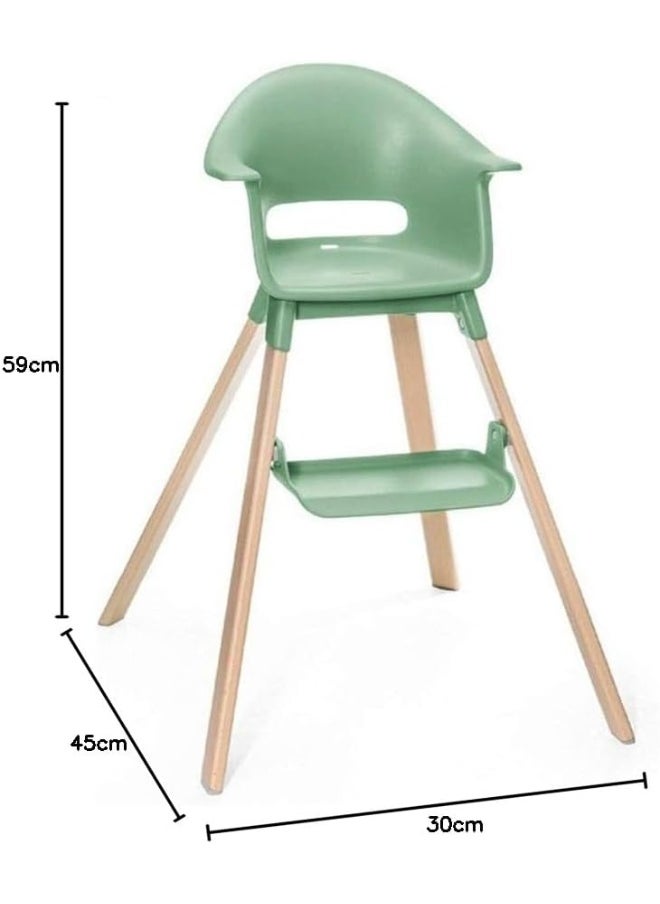 Clikk High Chair, Clover Green All-In-One High Chair With Tray + Harness Light, Durable And Travel Friendly Ergonomic With Adjustable Features Best For 6-36 Months Or Up To 33 Lbs