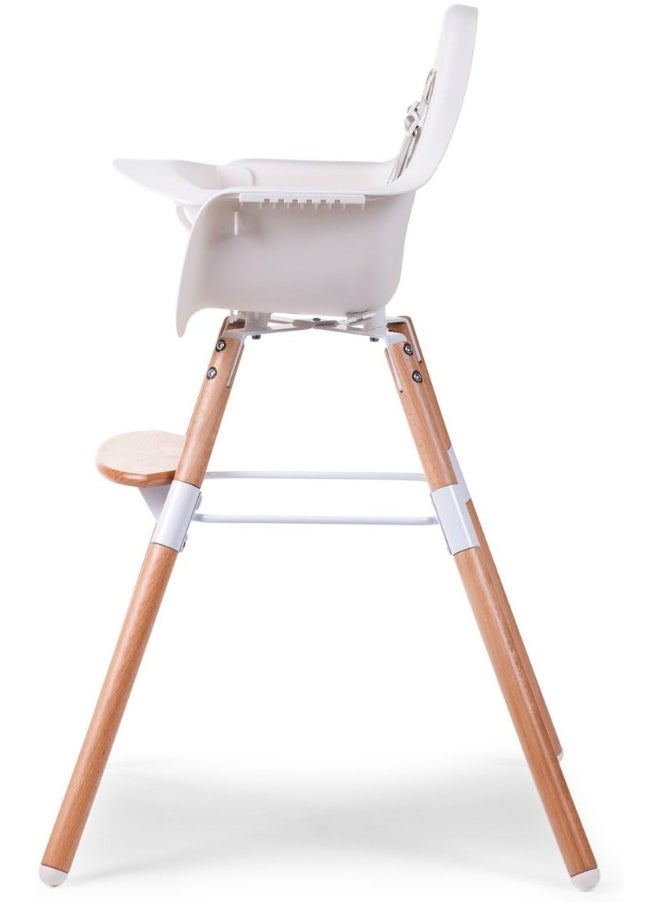 Evolu 2 Chair 2-In-1 + Bumper – Natural White, Adjustable Highchair, Convertible To Toddler Chair, Safe And Stylish, Easy To Clean