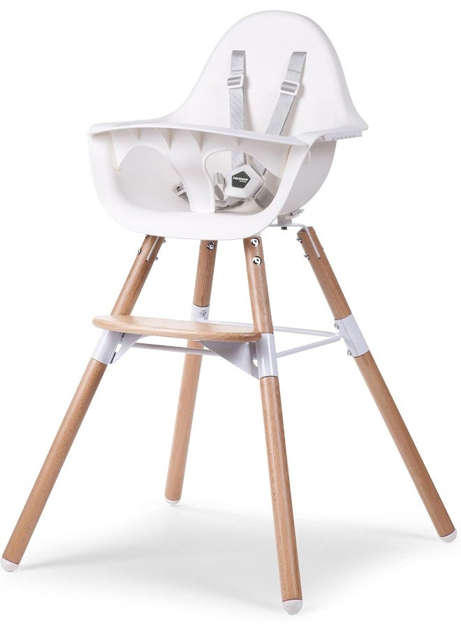 Evolu 2 Chair 2-In-1 + Bumper – Natural White, Adjustable Highchair, Convertible To Toddler Chair, Safe And Stylish, Easy To Clean