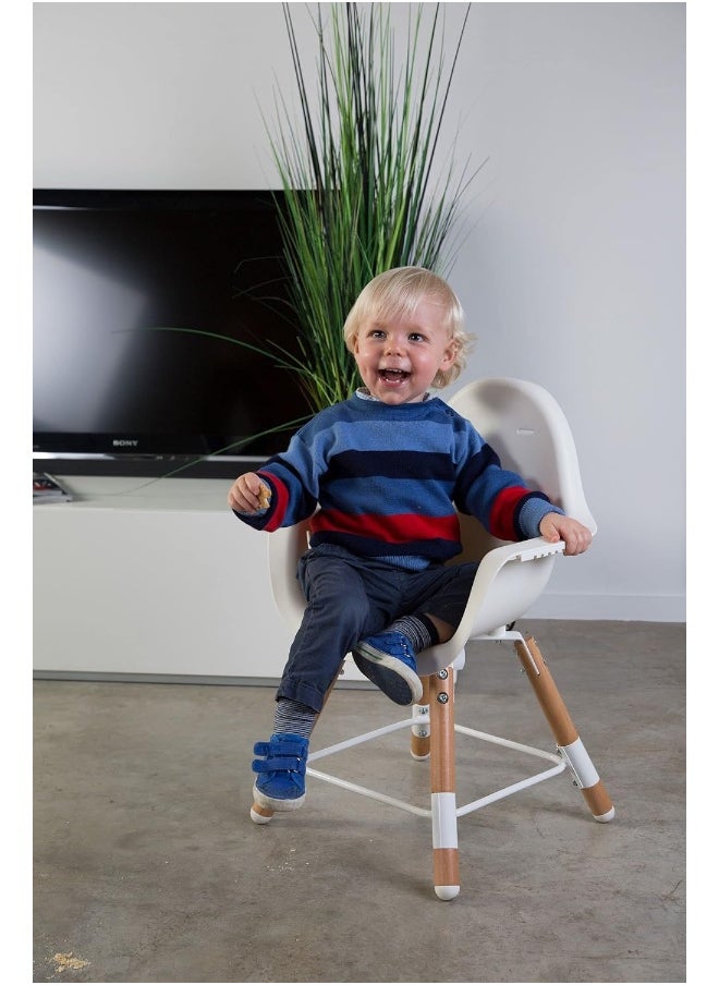 Evolu 2 Chair 2-In-1 + Bumper – Natural White, Adjustable Highchair, Convertible To Toddler Chair, Safe And Stylish, Easy To Clean