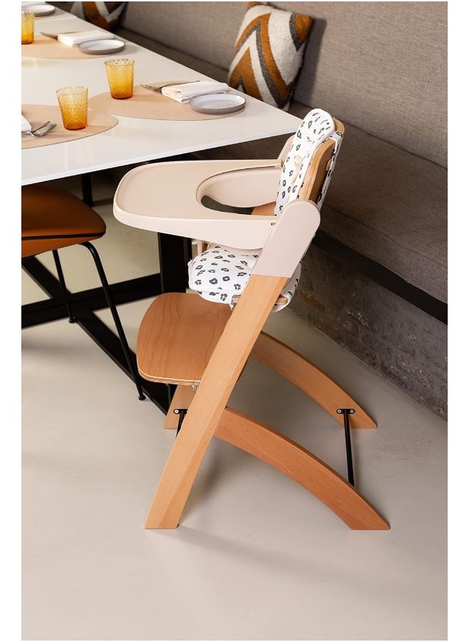Childhome, Evolutive Baby High Chair : From 0 Month To 85Kg, Tablet Included, Beechwood, Cradle, Safety Harness 5 Points, Invisible Screws, Evosit Natural Beige