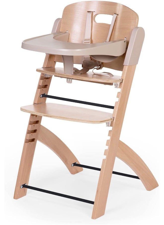 Childhome, Evolutive Baby High Chair : From 0 Month To 85Kg, Tablet Included, Beechwood, Cradle, Safety Harness 5 Points, Invisible Screws, Evosit Natural Beige