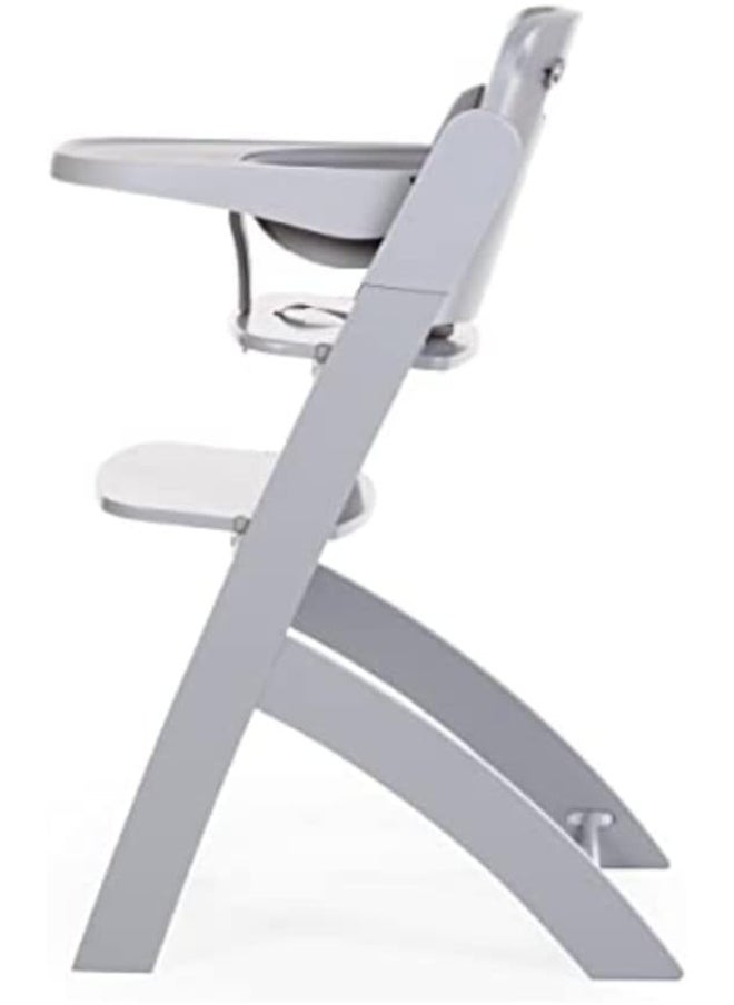 Childhome, Evolutive Baby High Chair : From 0 Month To 85Kg, Tablet Included, Beechwood, Cradle, Safety Harness 5 Points, Invisible Screws, Evosit Grey