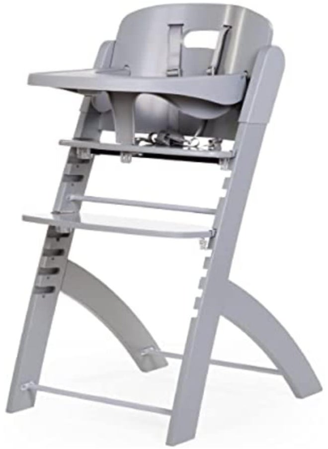 Childhome, Evolutive Baby High Chair : From 0 Month To 85Kg, Tablet Included, Beechwood, Cradle, Safety Harness 5 Points, Invisible Screws, Evosit Grey
