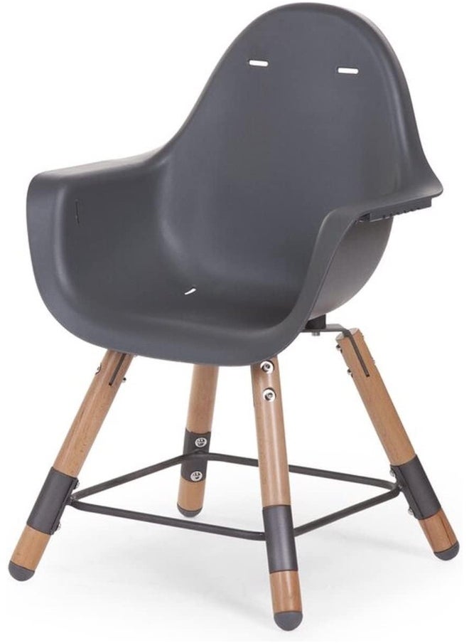 Childhome, Baby/Child High Chair, Evolutive, From 6 Months Up To 6 Years, Height Adjustable, 5 Point Harness, Many Accessories, Compatible With Evolu Baby Newborn Seat, Beechwood, Evolu 2, Charcoal