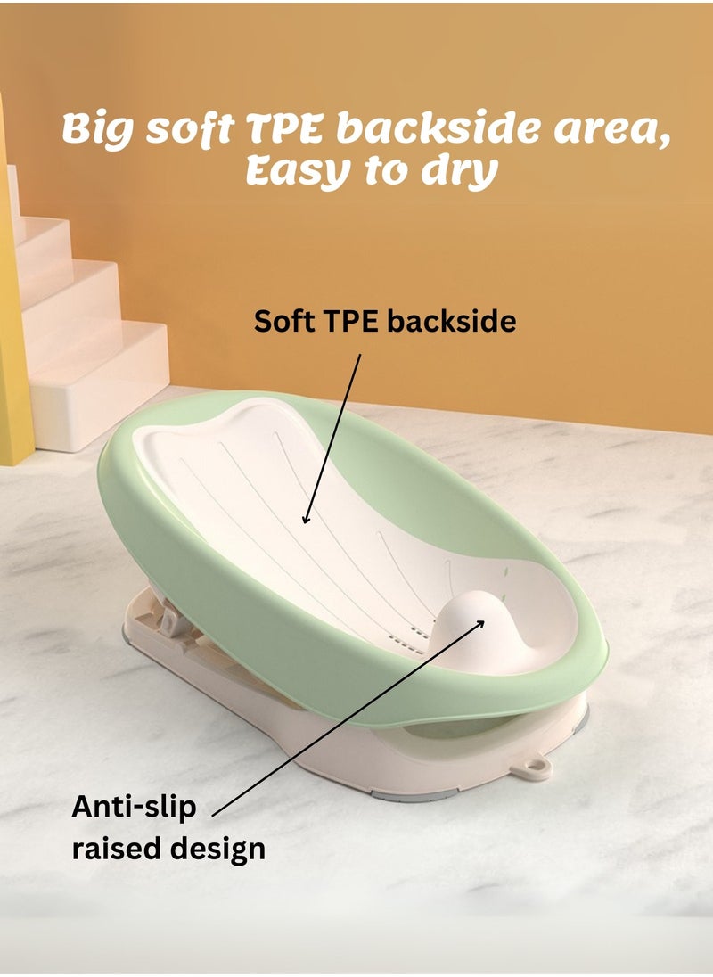 Baby Bath Rack with Soft TPE Back Support | Locking Feet System for Secure Use | Easy to Dry, Lightweight, Perfect for Bathtubs & Bathrooms