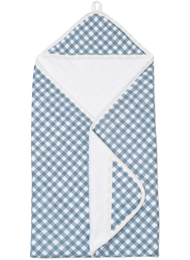 Baby Hooded Towel Navy Gingham