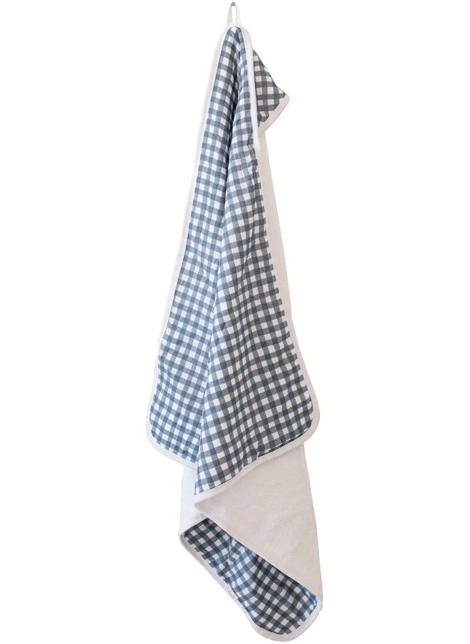 Baby Hooded Towel Navy Gingham