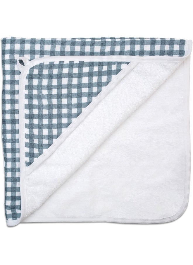 Baby Hooded Towel Navy Gingham
