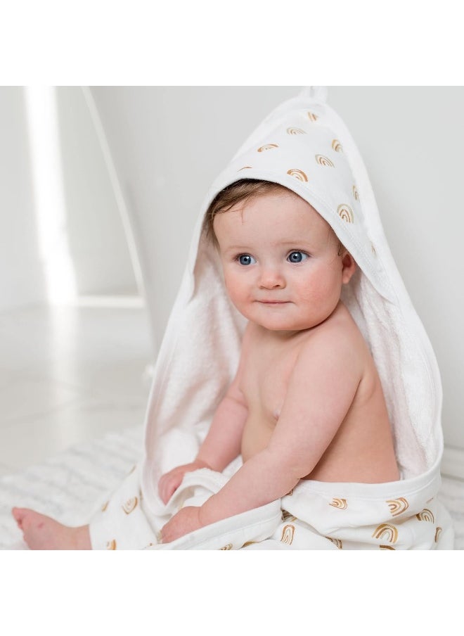 Lulujo Hooded Towel Absorbent Cotton Dual Layer, 40 X 40-Inches, Boho Rainbows