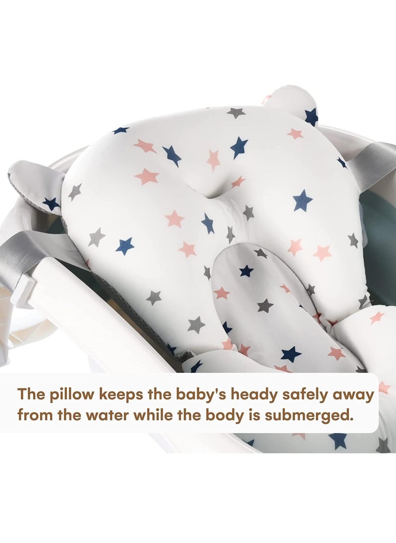 Baby Bath Pad, Adjustable Non-Slip Floating Infant Bath Support Cushion, Bath Tub Seat Mat for Newborn/Infants (0-12 Months)