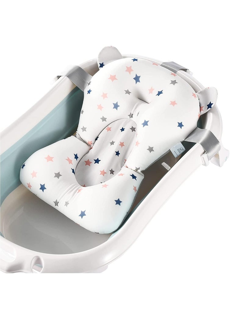 Baby Bath Pad, Adjustable Non-Slip Floating Infant Bath Support Cushion, Bath Tub Seat Mat for Newborn/Infants (0-12 Months)