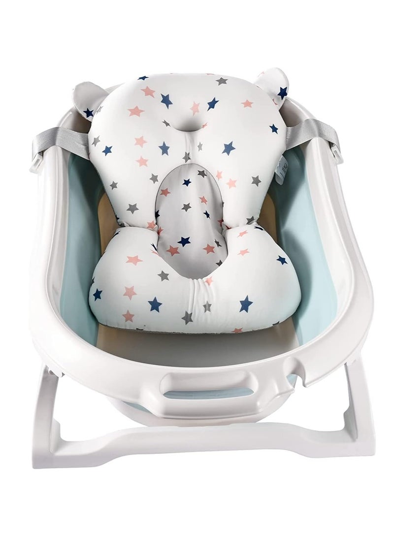 Baby Bath Pad, Adjustable Non-Slip Floating Infant Bath Support Cushion, Bath Tub Seat Mat for Newborn/Infants (0-12 Months)