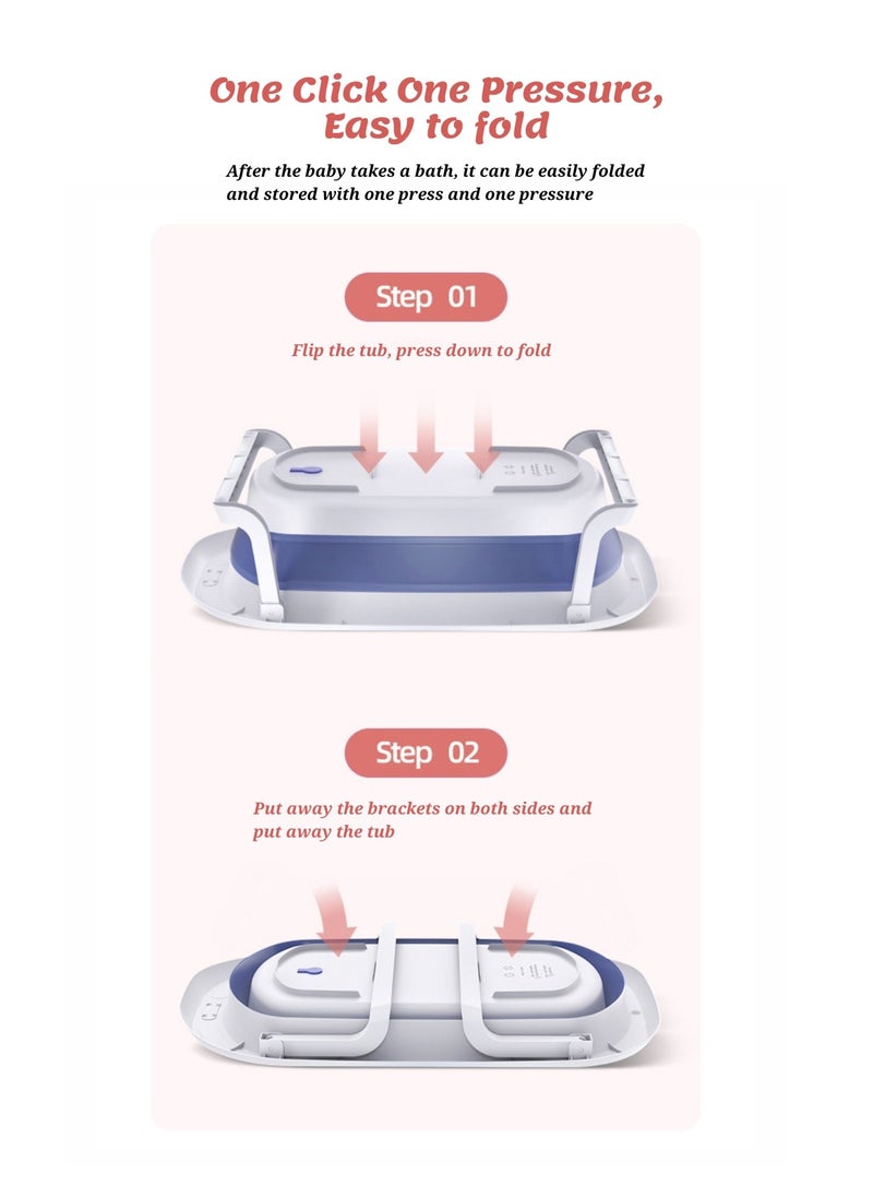 Portable Foldable Baby Bathtub with Color-Changing Water Plug | Easy to Clean & Comfortable for Babies to Sit or Lie | Lightweight & Compact Design