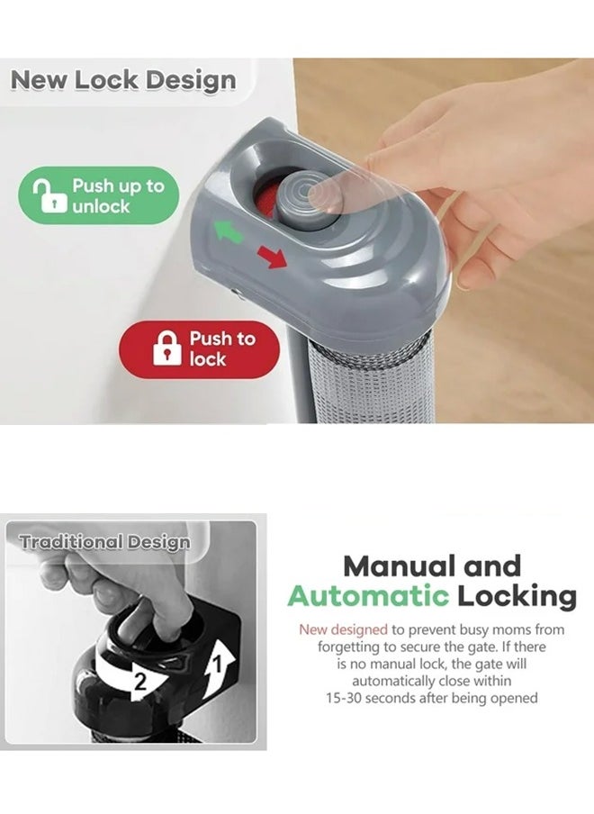 Adjustable Baby Safety Gate For Door or Stairs, Large Size Retractable Baby Gate in 42*71 Inches, Grey