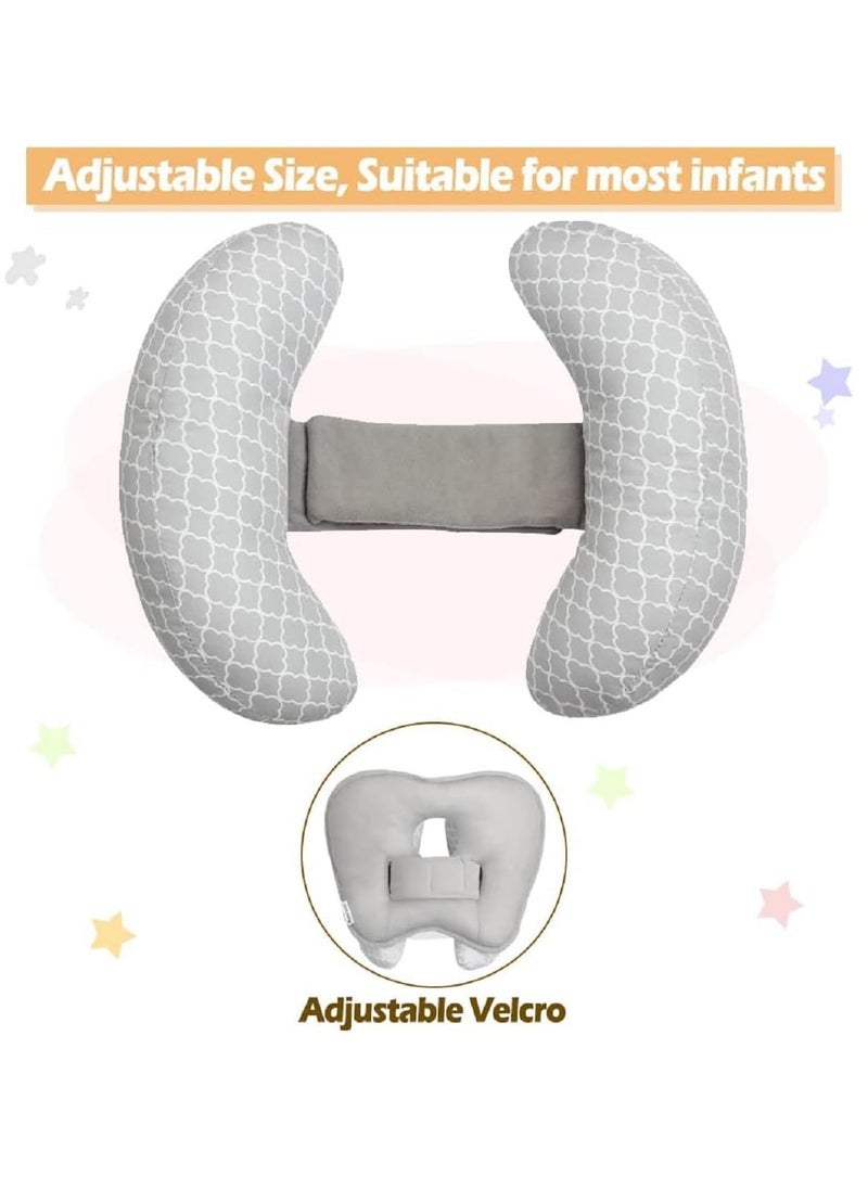 Baby Head Neck Support Pillow, 2 in 1 BabyTravel Pillow, Baby Neck Head Support Car Seat Insert Cushion, Adjustable Head Pillow for Kids Toddler (Grey)