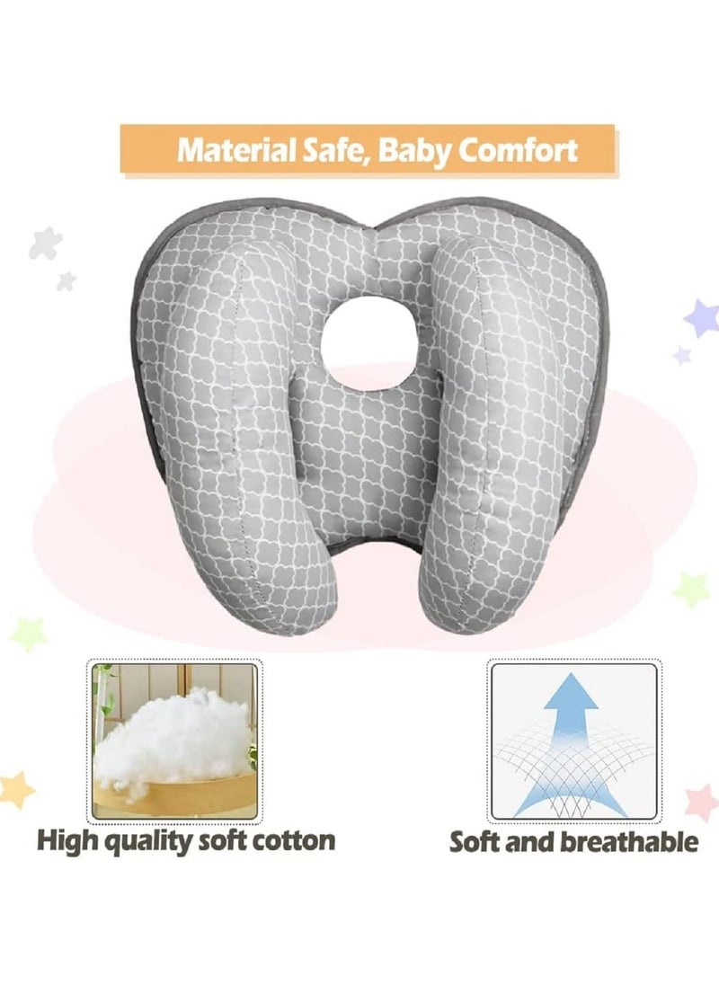 Baby Head Neck Support Pillow, 2 in 1 BabyTravel Pillow, Baby Neck Head Support Car Seat Insert Cushion, Adjustable Head Pillow for Kids Toddler (Grey)