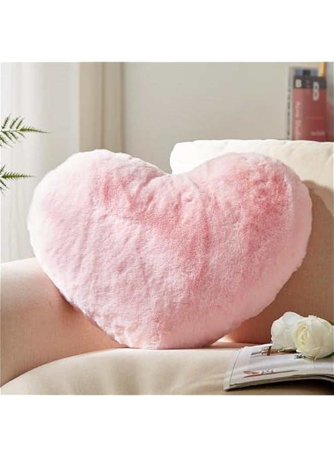 Heart Pillow, Pink Heart Pillows for Mother's Day, Love Pillow Gifts, 14X17 Inch Large Heart Shaped Pillows, Faux Rabbit Fur Coquette Room Decor Throw Pillows, Living, Bedroom