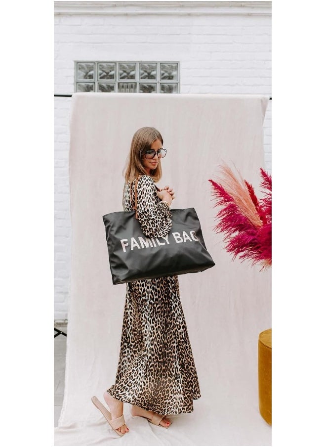 Family Bag, Changing Bag, Travel/Weekend Bag, Large Capacity, Detachable Pouch Included, Black/Gold
