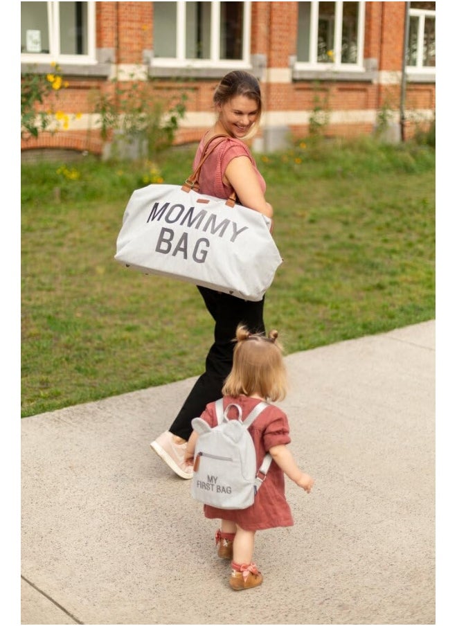 Mommy Bag, Changing Bag, Maternity Travel Bag, Large Capacity, Changing Mat, Adjustable Shoulder Strap, Divided, Cool Bag, Suitcase Passage, Jersey Grey