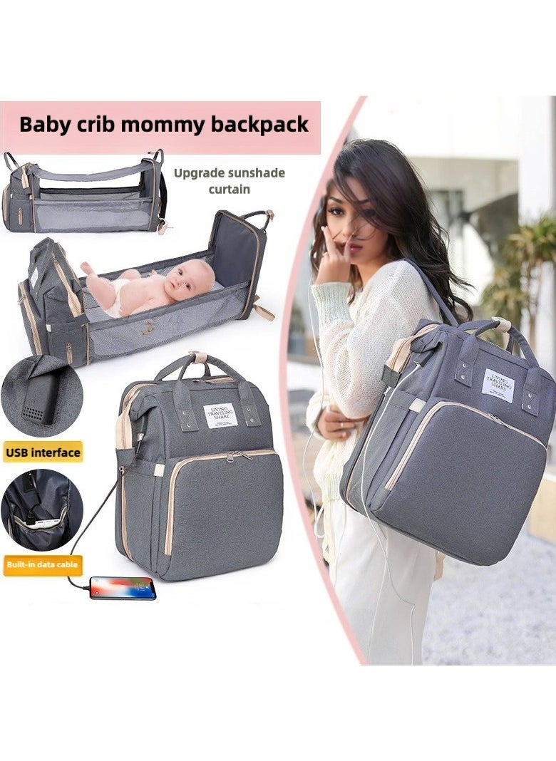 Baby Travel Large Capacity Multi-Partition Multi-Function Backpack, Diaper Bag Backpack with Changing Station, Nappy Baby Bags with Portable Changing Pad, 900D Waterproof Multi-Function Travel Porta