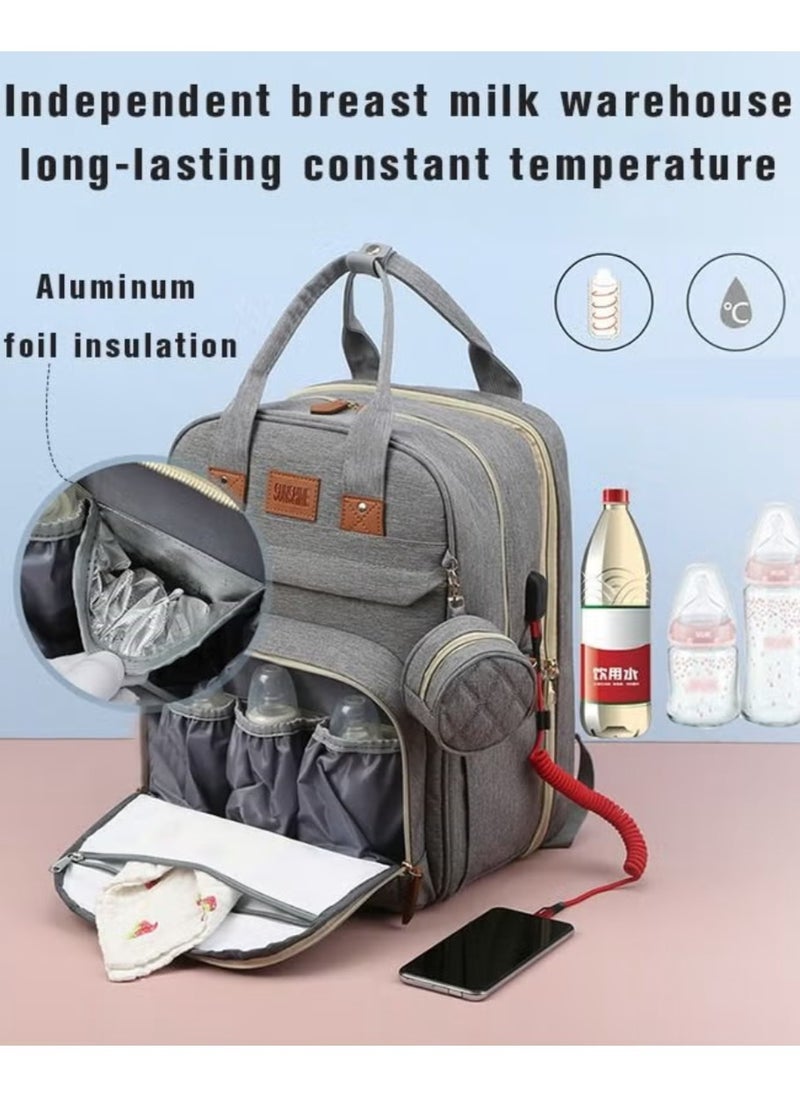 Baby Diaper Bag Backpack, Multifunction Diapers Changing Station for Boys Girls Outdoor and Travel, Infant Shower Gifts, Large Capacity, 900d Oxford, USB Port