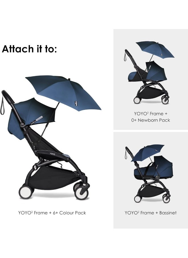 Babyzen Yoyo Stroller Sunshade Upf 50+ Protection Baby Stroller Parasol Compatible With The 0+ Newborn Pack, Bassinet, Car Seat And 6+ Colour Pack Navy Blue