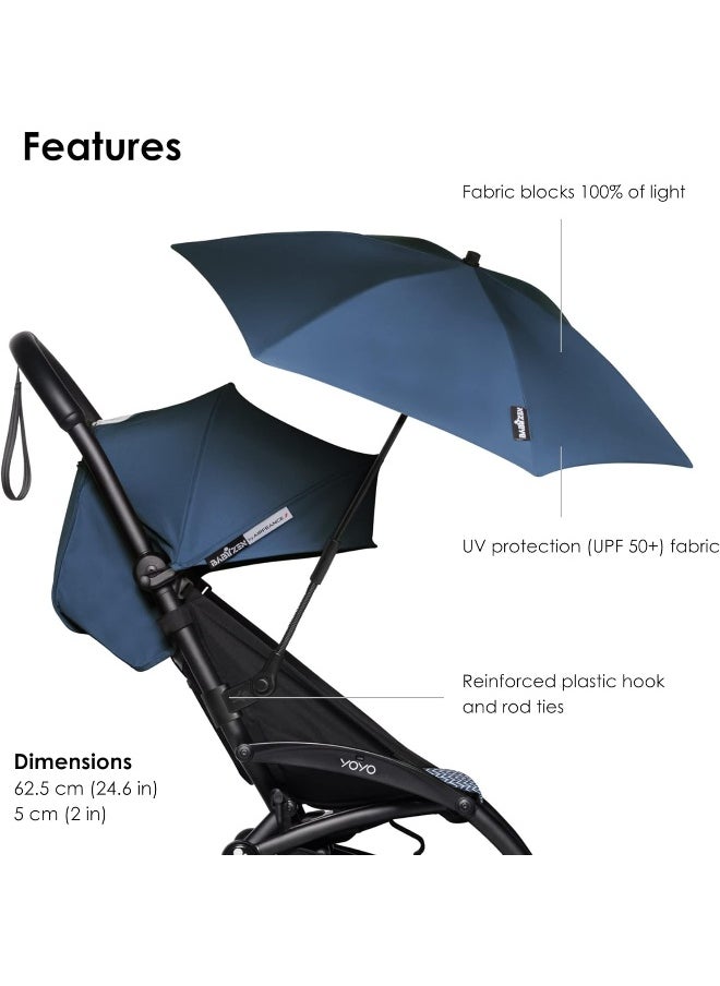 Babyzen Yoyo Stroller Sunshade Upf 50+ Protection Baby Stroller Parasol Compatible With The 0+ Newborn Pack, Bassinet, Car Seat And 6+ Colour Pack Navy Blue