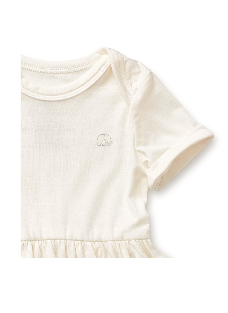Organic Bamboo Spandex Onesie Dress- White