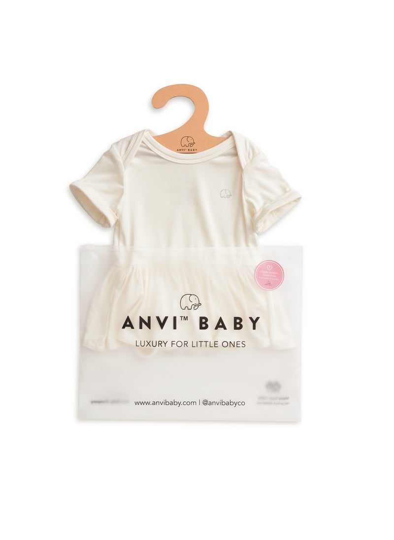 Organic Bamboo Spandex Onesie Dress- White