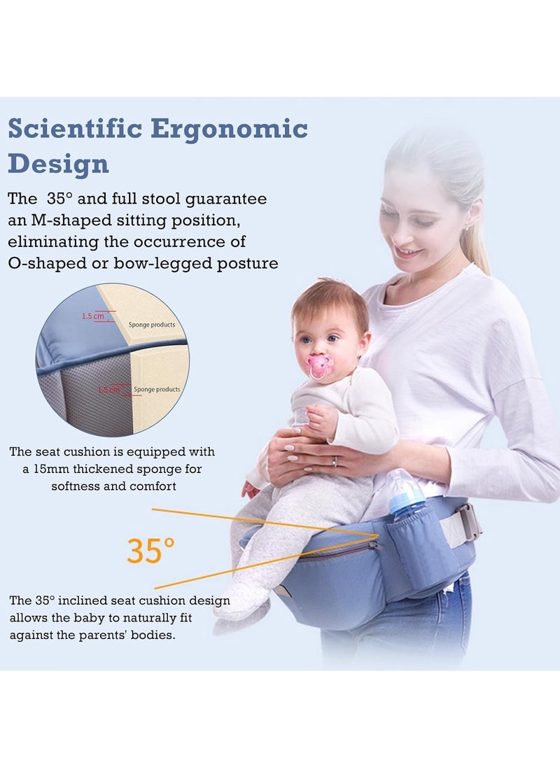 Versatile Infant Carrier with Hip Seat, Ergonomic 15-in-1 Baby Holder, Adjustable for All-Weather, with Sunshade and Wind Protection, Storage Pockets, Ideal for 0-48 Months