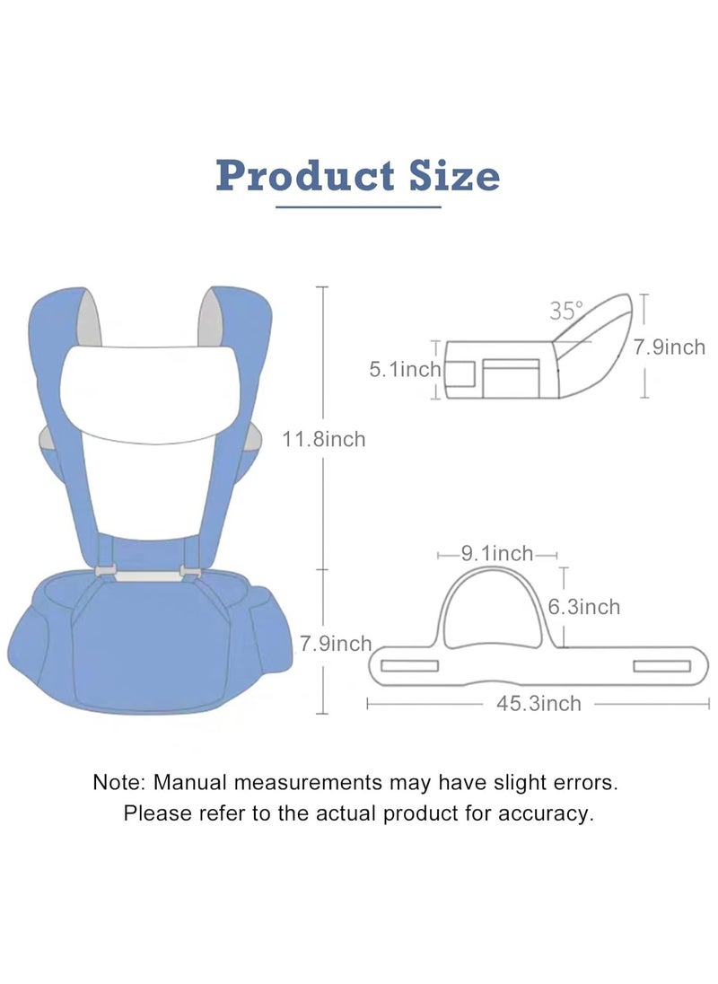 Versatile Infant Carrier with Hip Seat, Ergonomic 15-in-1 Baby Holder, Adjustable for All-Weather, with Sunshade and Wind Protection, Storage Pockets, Ideal for 0-48 Months