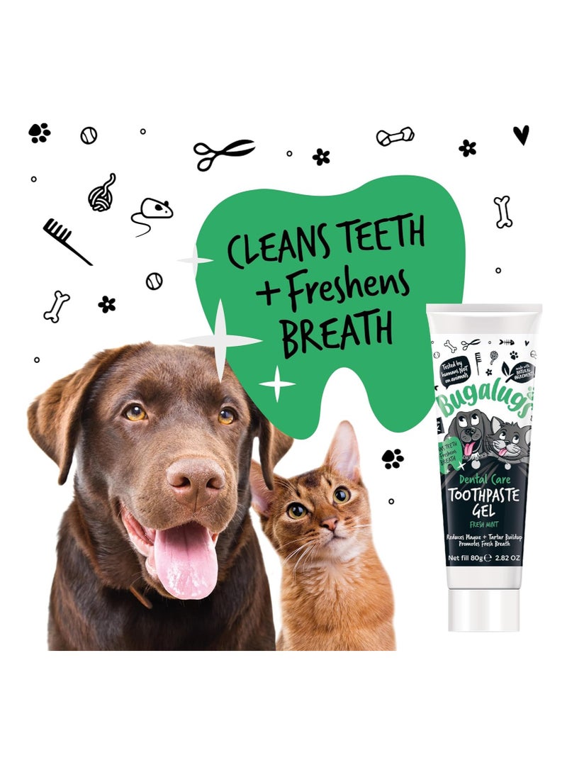 Dog Toothpaste Gel Dog Teeth Cleaning Products for Cats and Dogs Fresh Mint Dog Breath Freshener and Dog Plaque Remover use with Bugalugs Dog Toothbrush and Cat Toothbrush