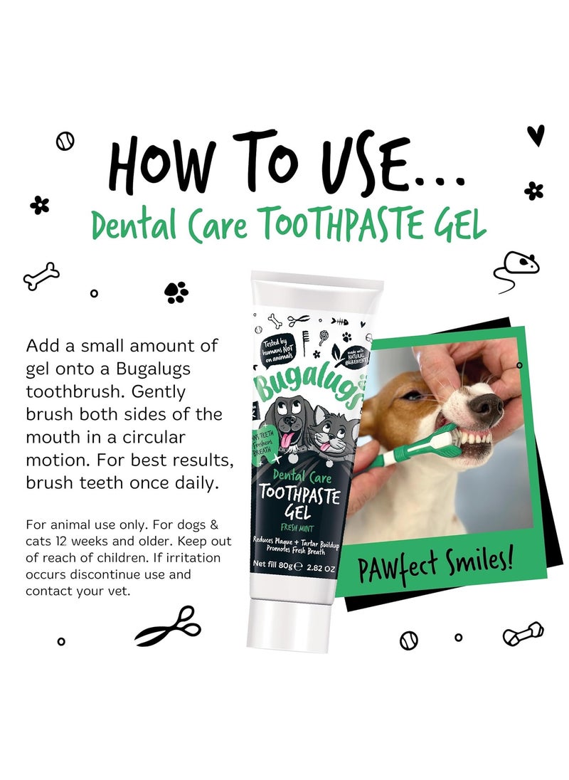 Dog Toothpaste Gel Dog Teeth Cleaning Products for Cats and Dogs Fresh Mint Dog Breath Freshener and Dog Plaque Remover use with Bugalugs Dog Toothbrush and Cat Toothbrush