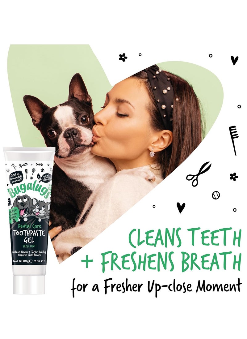 Dog Toothpaste Gel Dog Teeth Cleaning Products for Cats and Dogs Fresh Mint Dog Breath Freshener and Dog Plaque Remover use with Bugalugs Dog Toothbrush and Cat Toothbrush