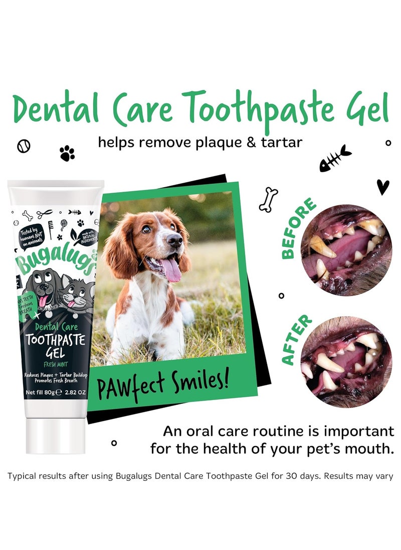 Dog Toothpaste Gel Dog Teeth Cleaning Products for Cats and Dogs Fresh Mint Dog Breath Freshener and Dog Plaque Remover use with Bugalugs Dog Toothbrush and Cat Toothbrush