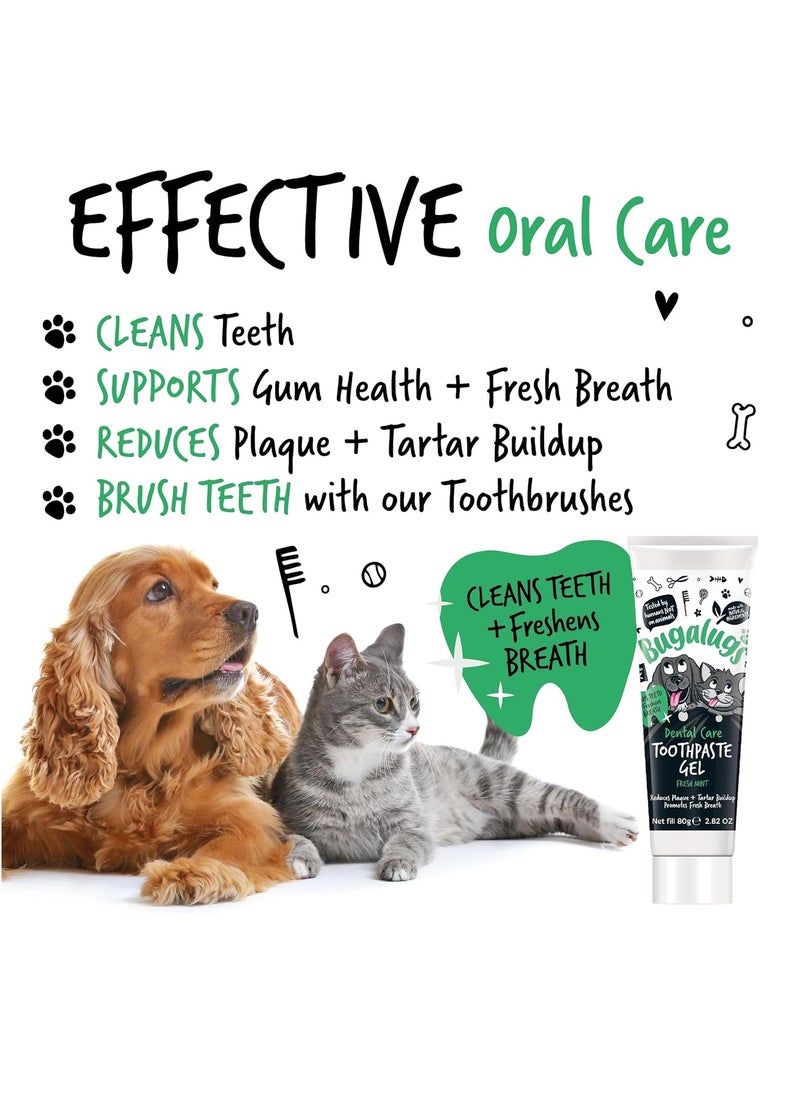 Dog Toothpaste Gel Dog Teeth Cleaning Products for Cats and Dogs Fresh Mint Dog Breath Freshener and Dog Plaque Remover use with Bugalugs Dog Toothbrush and Cat Toothbrush
