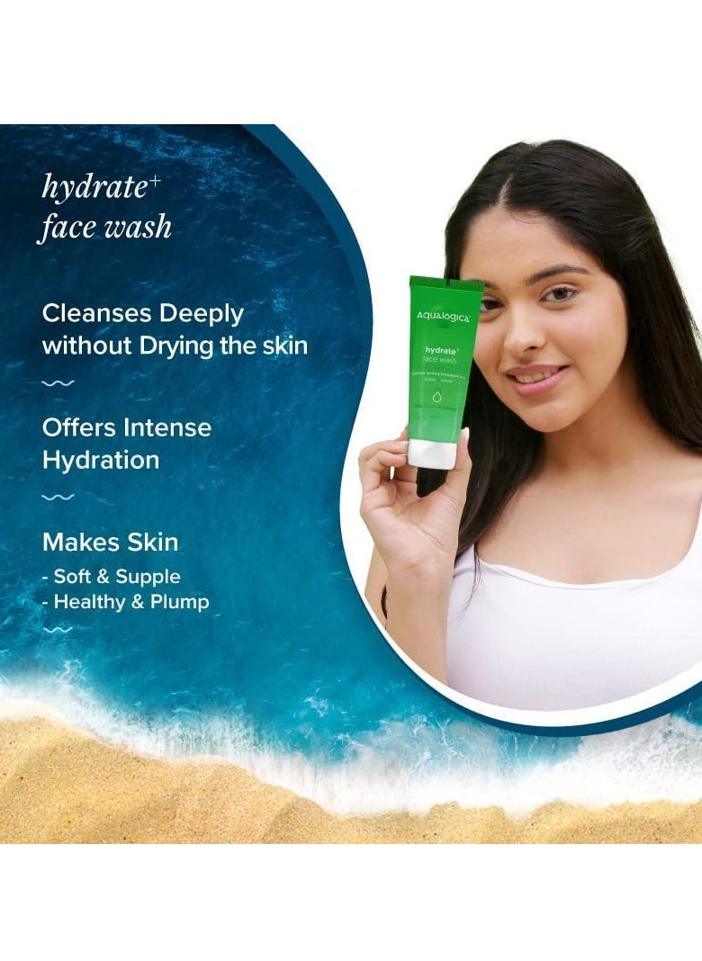 Hydrate+ Face Wash | Gentle Deep Cleansing with Ultimate Hydration | Hyaluronic Acid & Coconut Water Infused | Unisex Facial Cleanser for All Skin Types | 3.38 Fl Oz/100ml