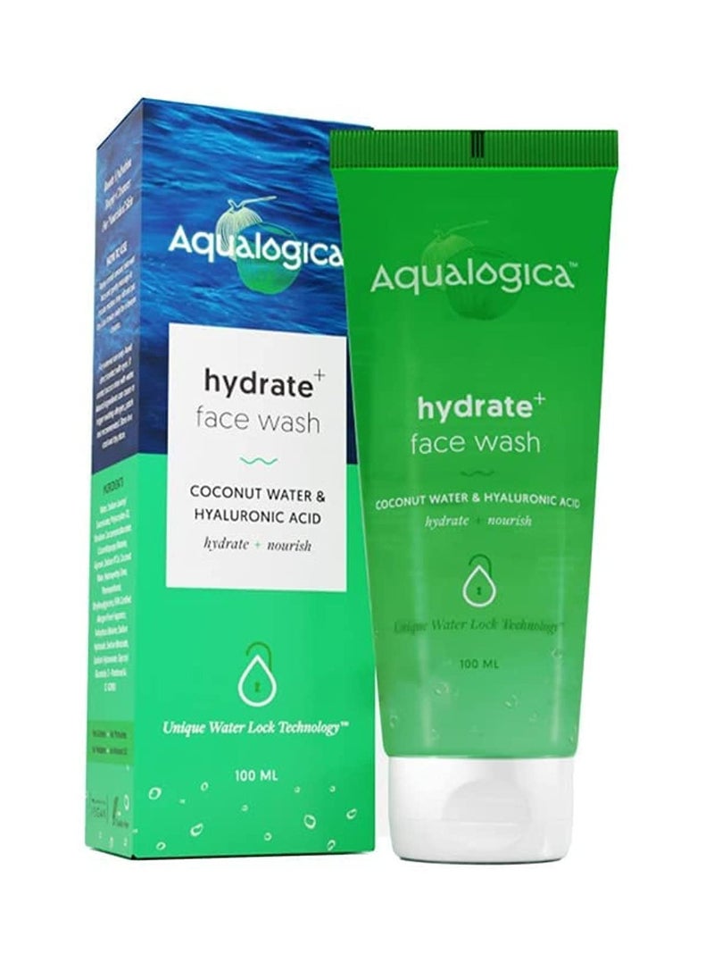 Hydrate+ Face Wash | Gentle Deep Cleansing with Ultimate Hydration | Hyaluronic Acid & Coconut Water Infused | Unisex Facial Cleanser for All Skin Types | 3.38 Fl Oz/100ml