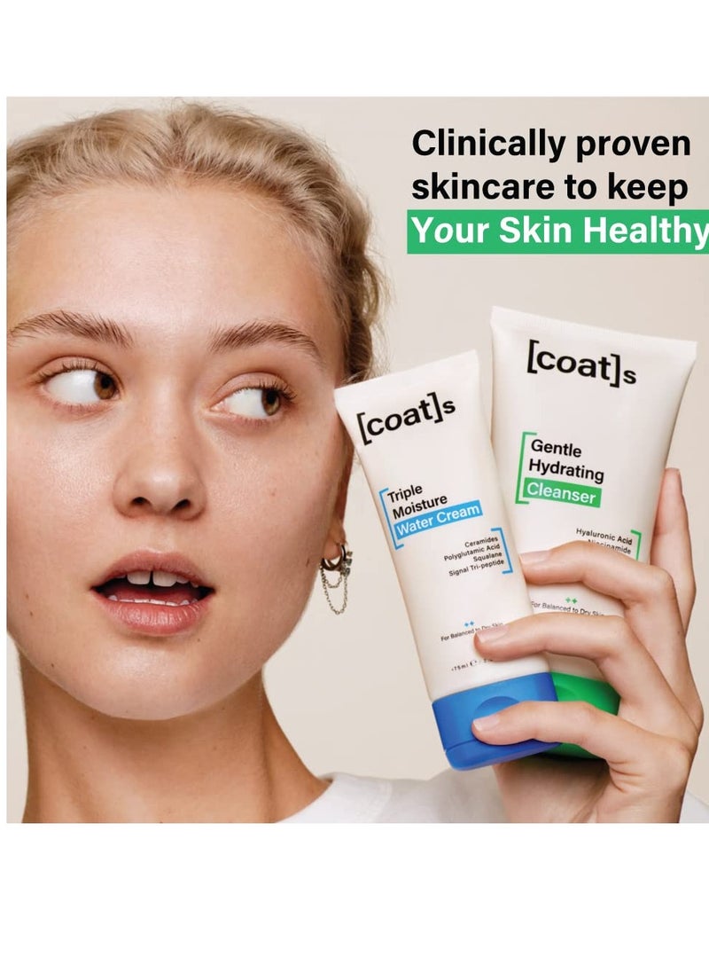 COATS Daily Duo 2-Step Bundle – Hydrating Cleanser & Triple Moisture Water Cream – Helps Prevent Breakouts & Protect Skin Barrier with Ceramides – Designed for Teens