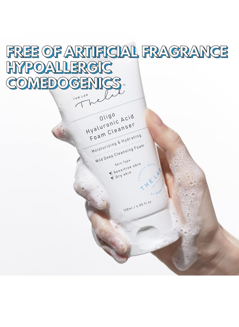 Blanc Doux Oligo Hyaluronic Acid Facial Daily Gentle Deep Foam Cleanser 4.05 Oz Sub-Acidic pH Soft Finish Hydrating Plant-Based Calming Face Wash Acne-Prone Dry Sensitive Skin VEGAN Korean Skincare