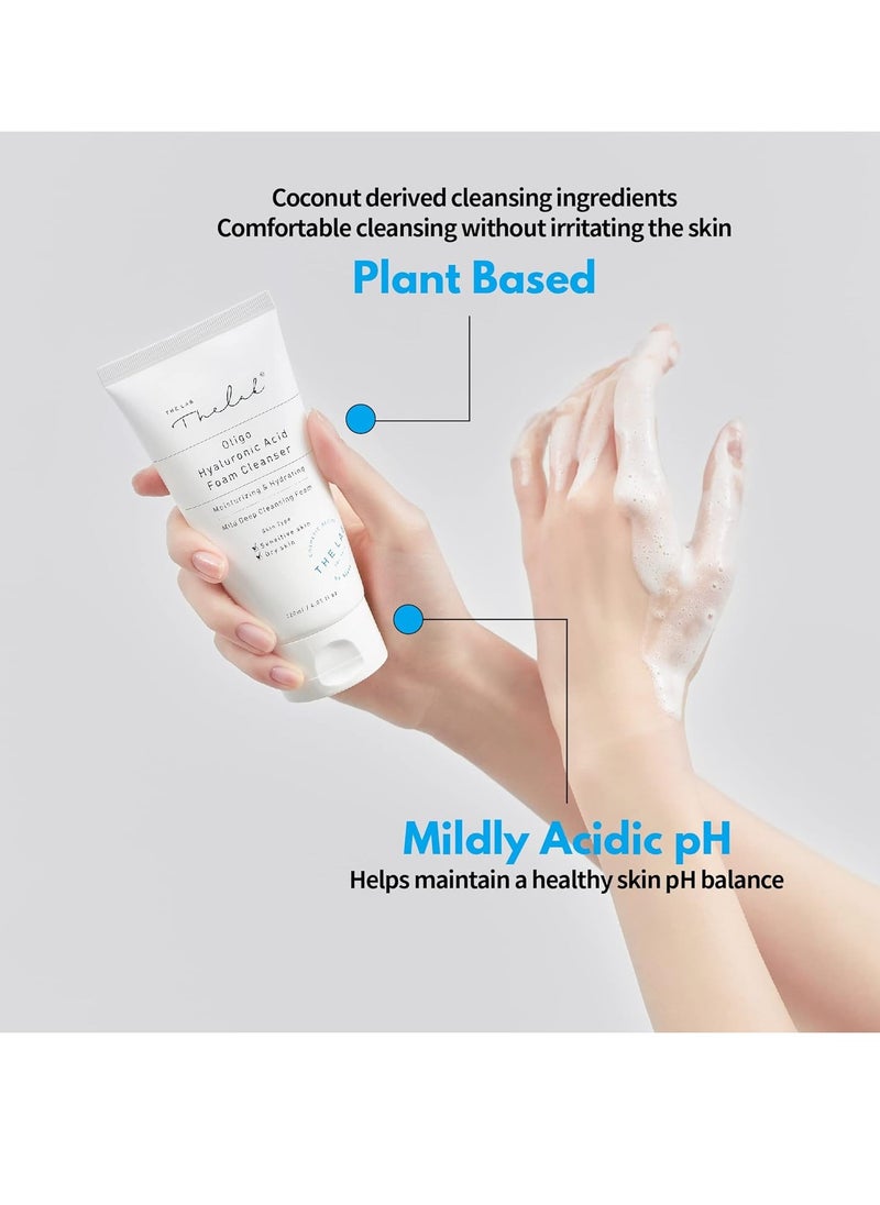 Blanc Doux Oligo Hyaluronic Acid Facial Daily Gentle Deep Foam Cleanser 4.05 Oz Sub-Acidic pH Soft Finish Hydrating Plant-Based Calming Face Wash Acne-Prone Dry Sensitive Skin VEGAN Korean Skincare