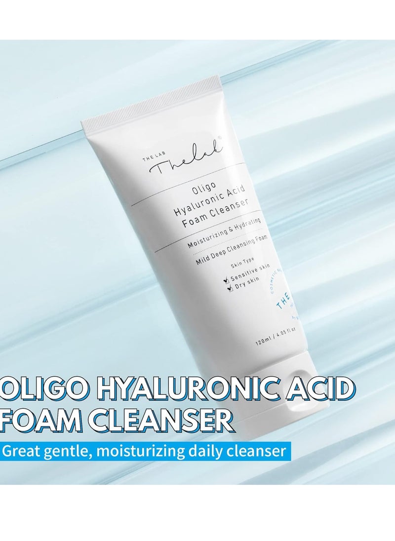 Blanc Doux Oligo Hyaluronic Acid Facial Daily Gentle Deep Foam Cleanser 4.05 Oz Sub-Acidic pH Soft Finish Hydrating Plant-Based Calming Face Wash Acne-Prone Dry Sensitive Skin VEGAN Korean Skincare